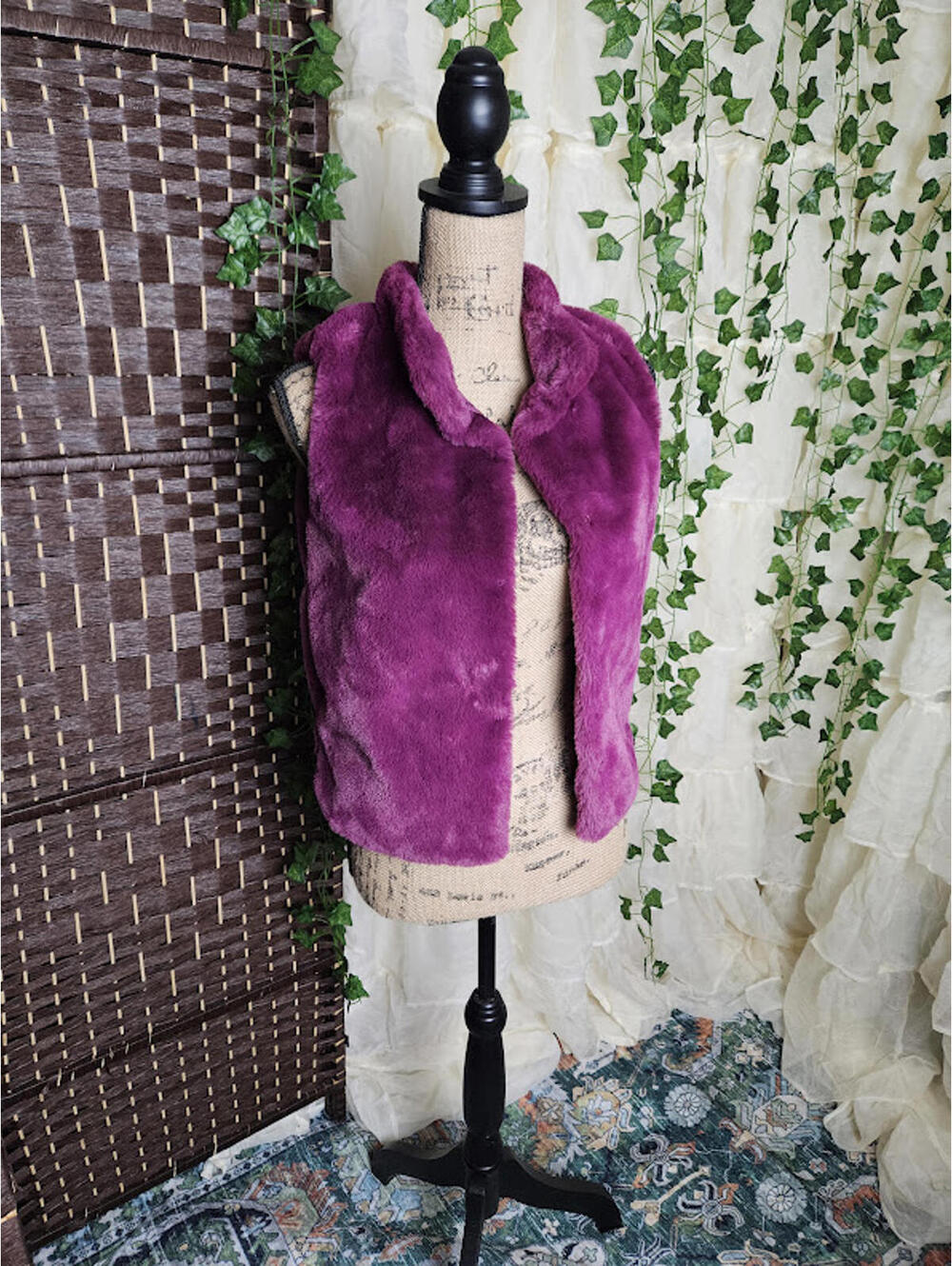 Purple Faux Fur Vest Statement Fairycore Whimsigoth Y2K Layering